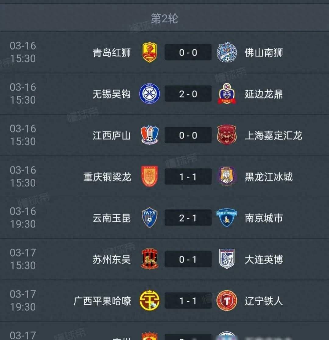 中甲第16轮战罢，五场精彩对决，最新积分榜一览